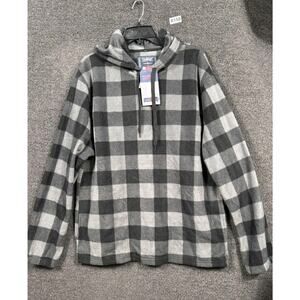 Company Eighty One Hoodie Mens XL Gray Buffalo Plaid Fleece Pullover C39HD009